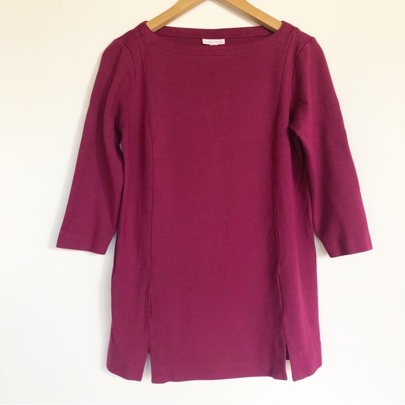 J Jill Ponte Knit Boat Ballet Neck Tunic PS Magenta Maroon Top Shift Laganlook - Picture 1 of 7